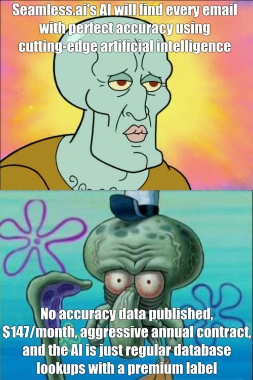 No accuracy data published, $147/month, aggressive annual contract, and the AI is just regular database lookups with a premium label