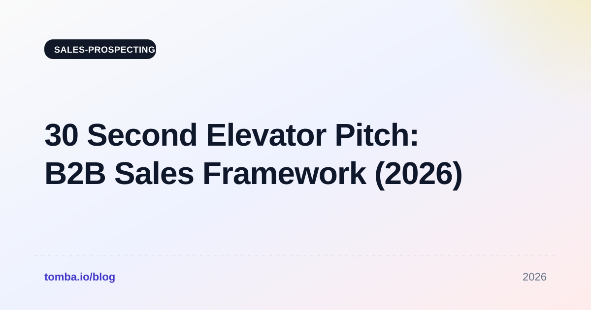 30 Second Elevator Pitch: B2B Sales Framework (2026)
