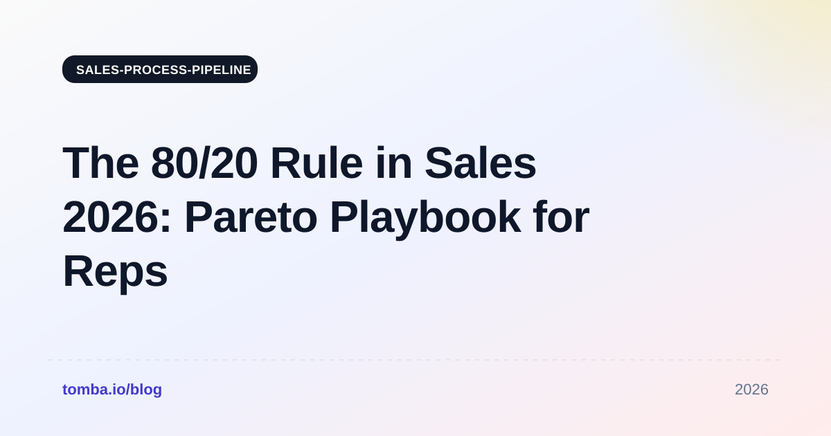 The 80/20 Rule in Sales 2026: Pareto Playbook for Reps