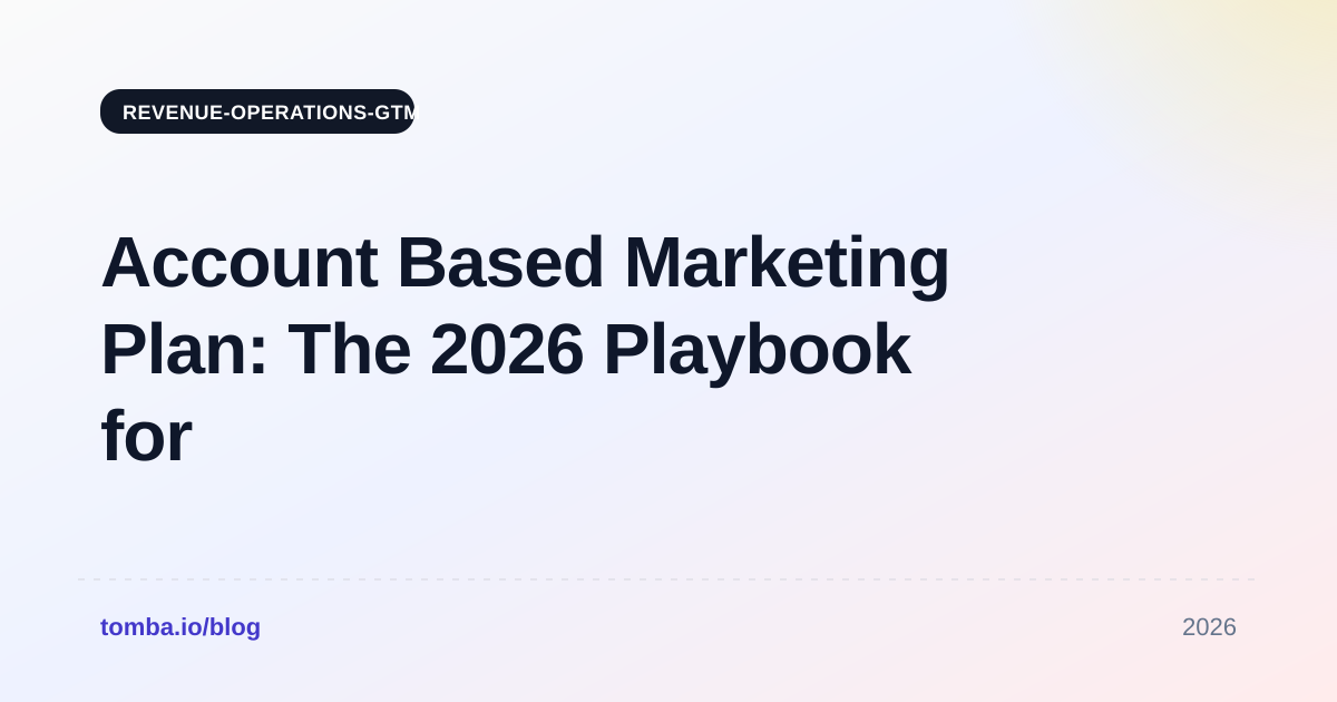 Account Based Marketing Plan: The 2026 Playbook for Revenue Teams