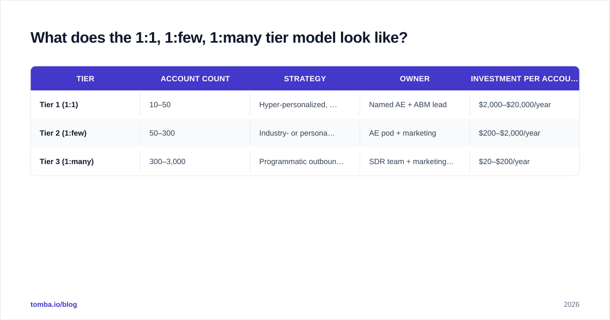 Diagram: What does the 1:1, 1:few, 1:many tier model look like