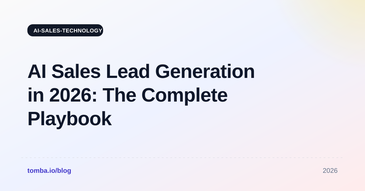 AI Sales Lead Generation in 2026: The Complete Playbook