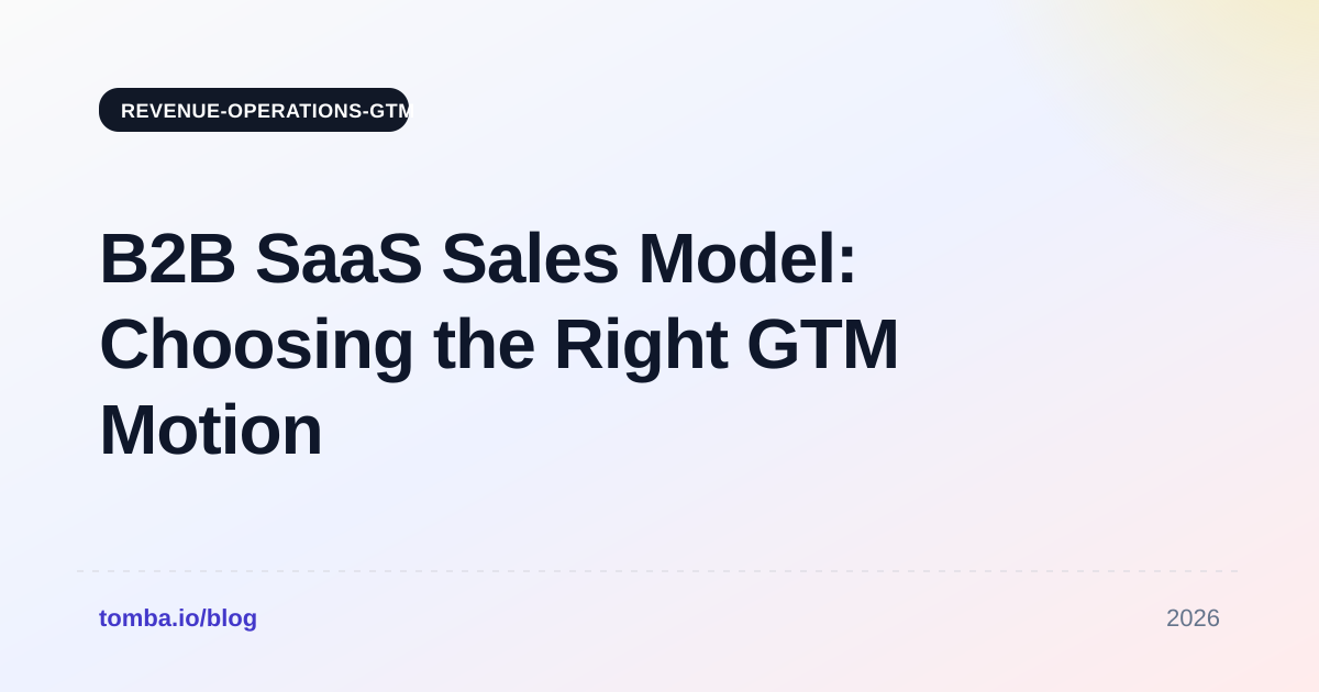 B2B SaaS Sales Model: Choosing the Right GTM Motion in 2026