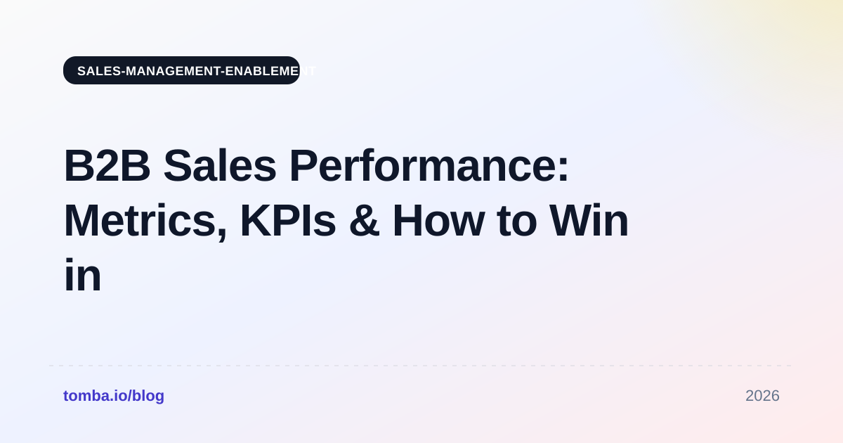 B2B Sales Performance: Metrics, KPIs & How to Win in 2026