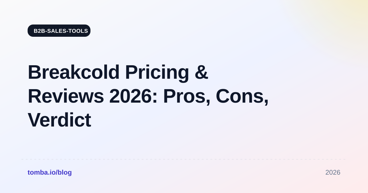 Breakcold Pricing & Reviews 2026: Pros, Cons, Verdict