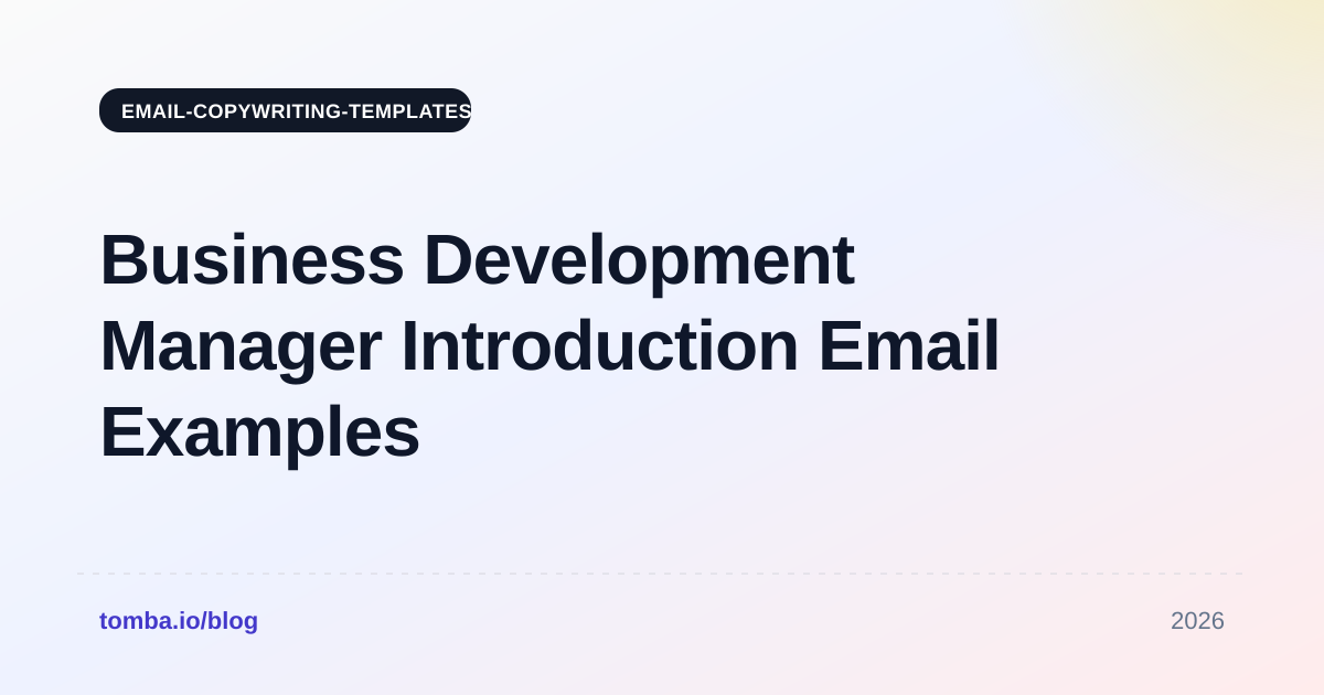 Business Development Manager Introduction Email Examples 2026