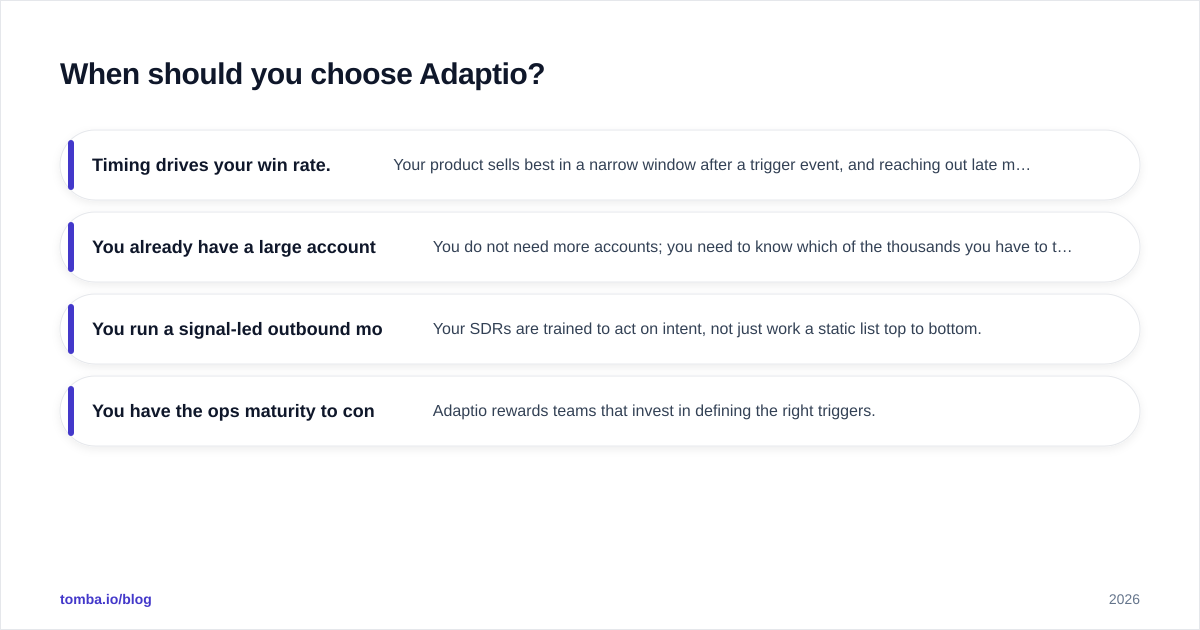 Diagram: When should you choose Adaptio