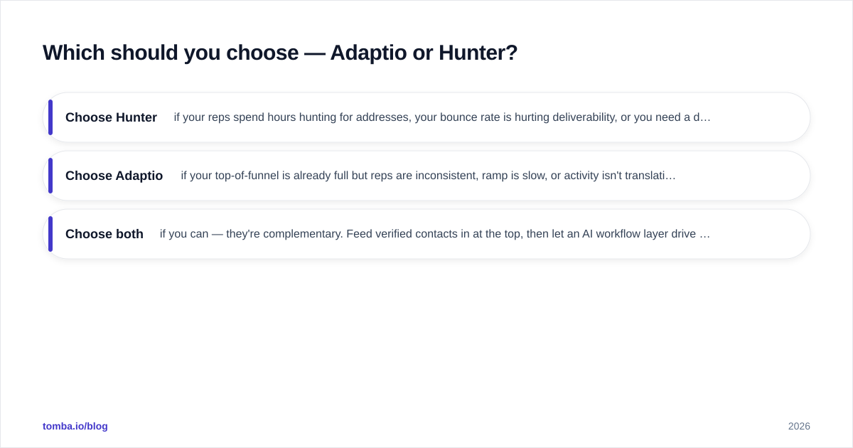 Diagram: Which should you choose — Adaptio or Hunter