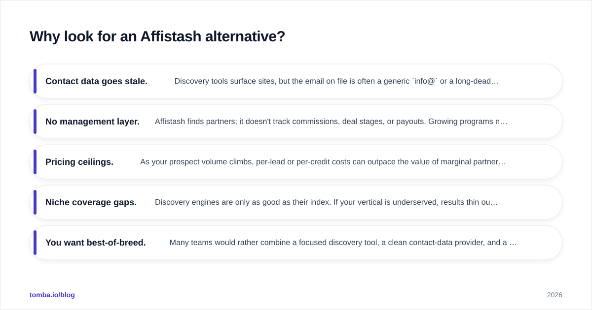 Diagram: Why look for an Affistash alternative