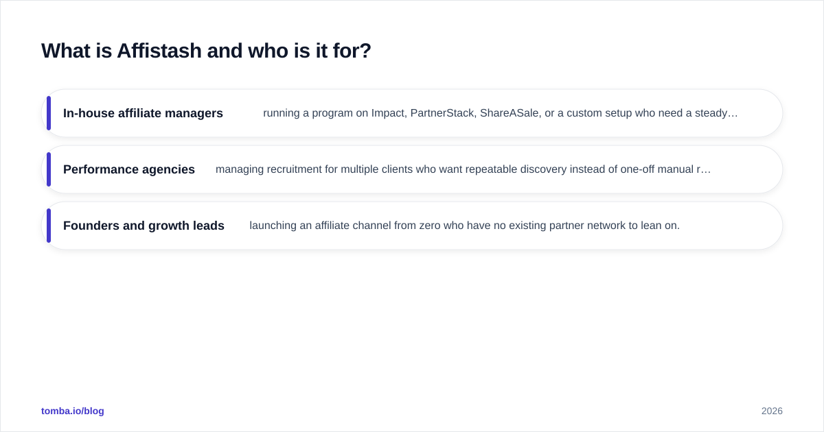 Diagram: What is Affistash and who is it for