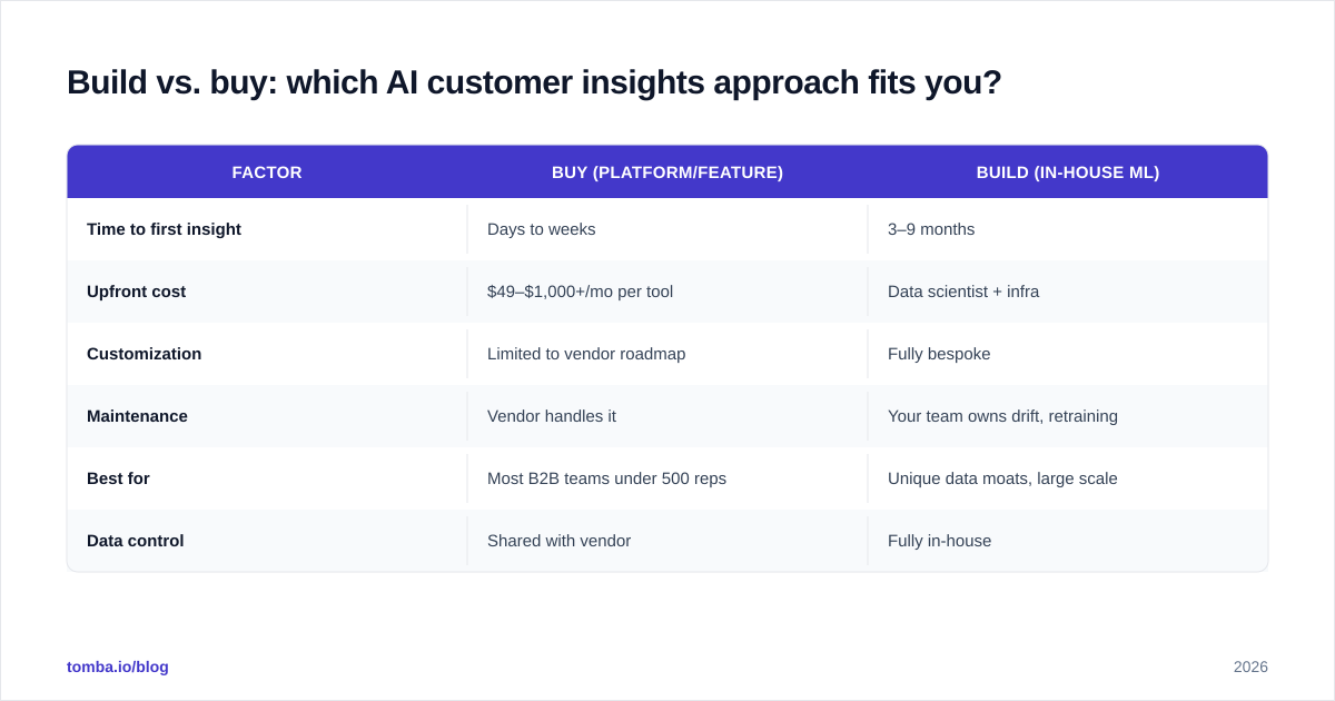 Diagram: Build vs. buy: which AI customer insights approach fits you