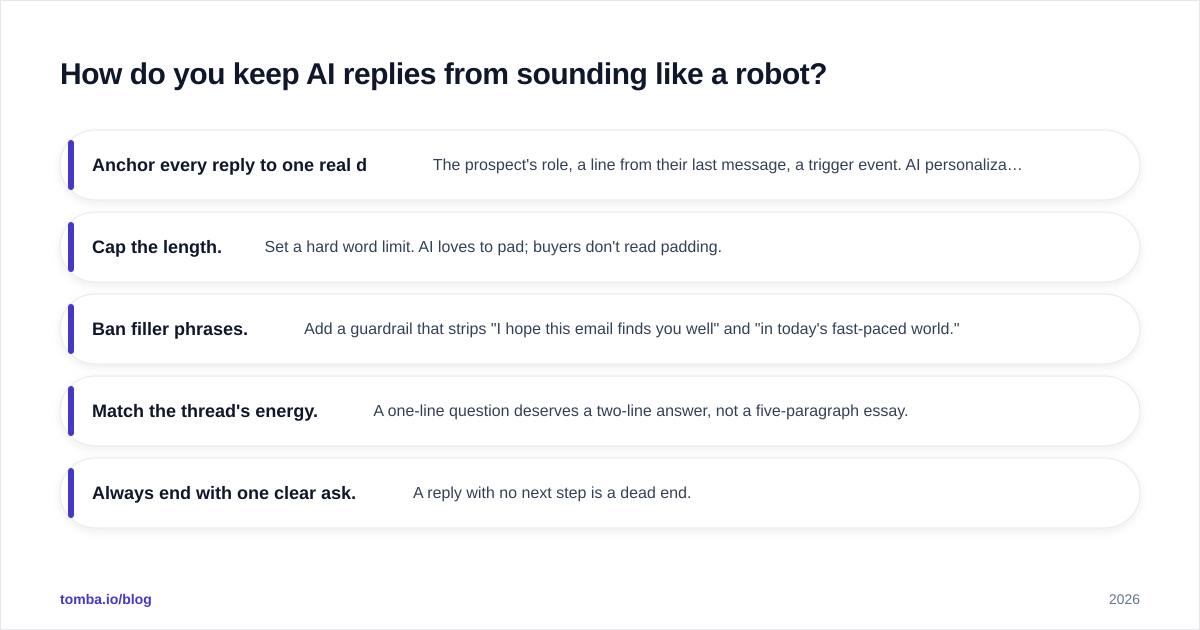 Diagram: How do you keep AI replies from sounding like a robot