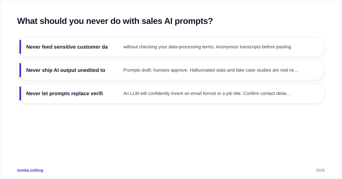 Diagram: What should you never do with sales AI prompts