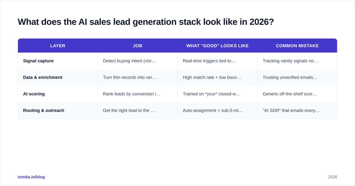 Diagram: What does the AI sales lead generation stack look like in 2026