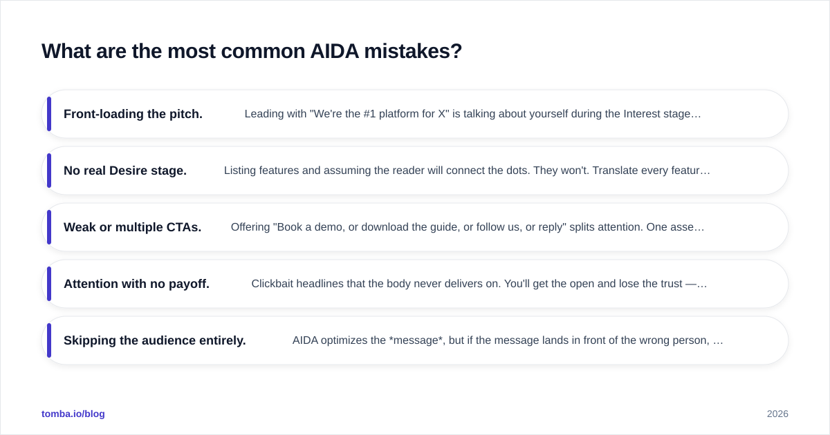 Diagram: What are the most common AIDA mistakes