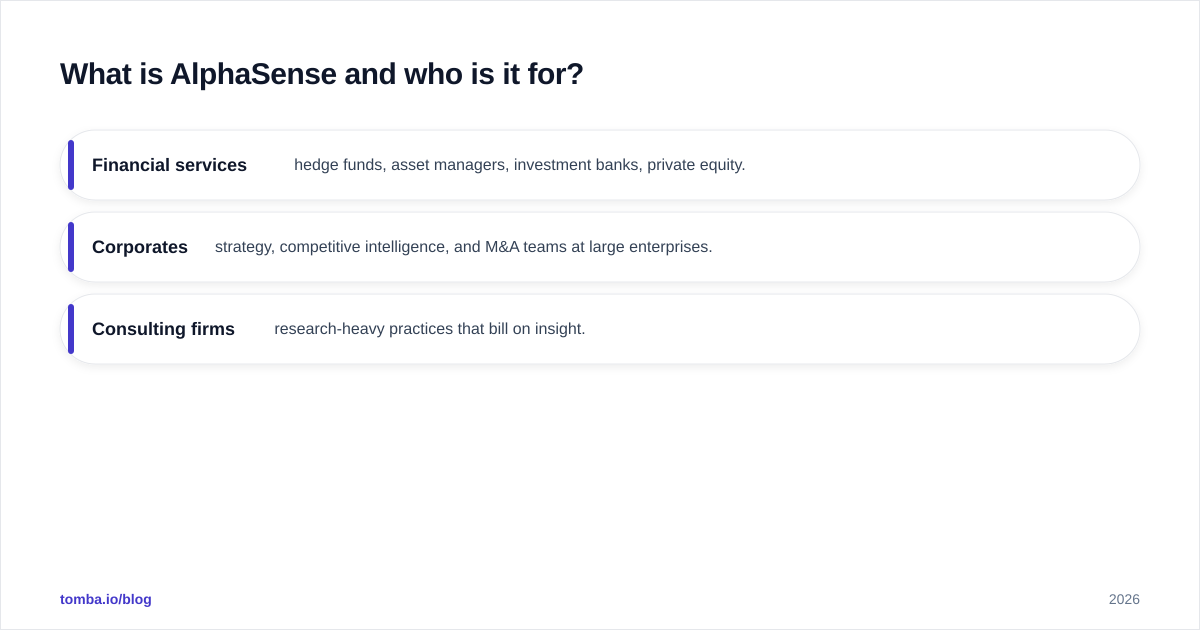 Diagram: What is AlphaSense and who is it for