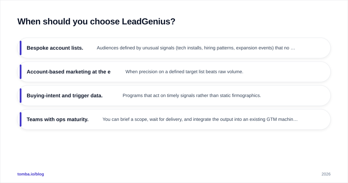 Diagram: When should you choose LeadGenius