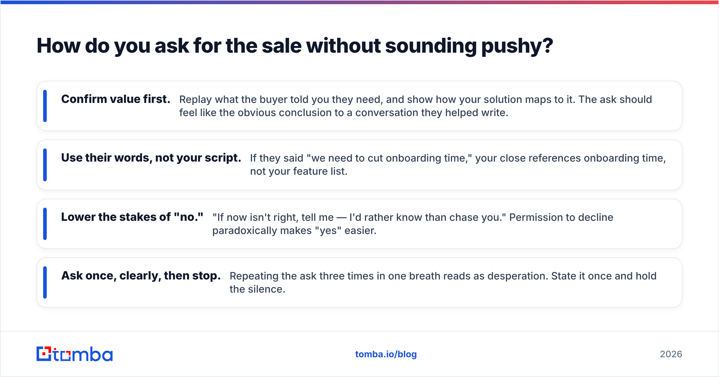 Diagram: How do you ask for the sale without sounding pushy