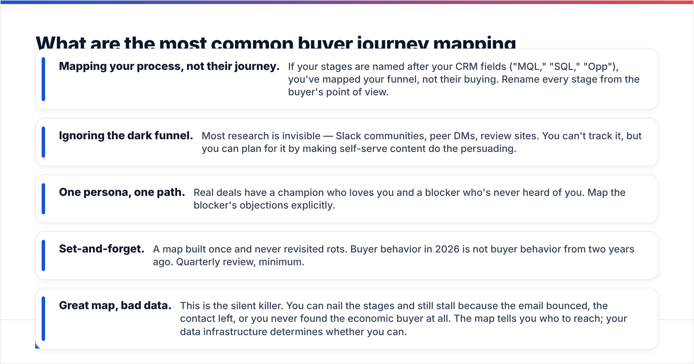 Diagram: What are the most common buyer journey mapping mistakes