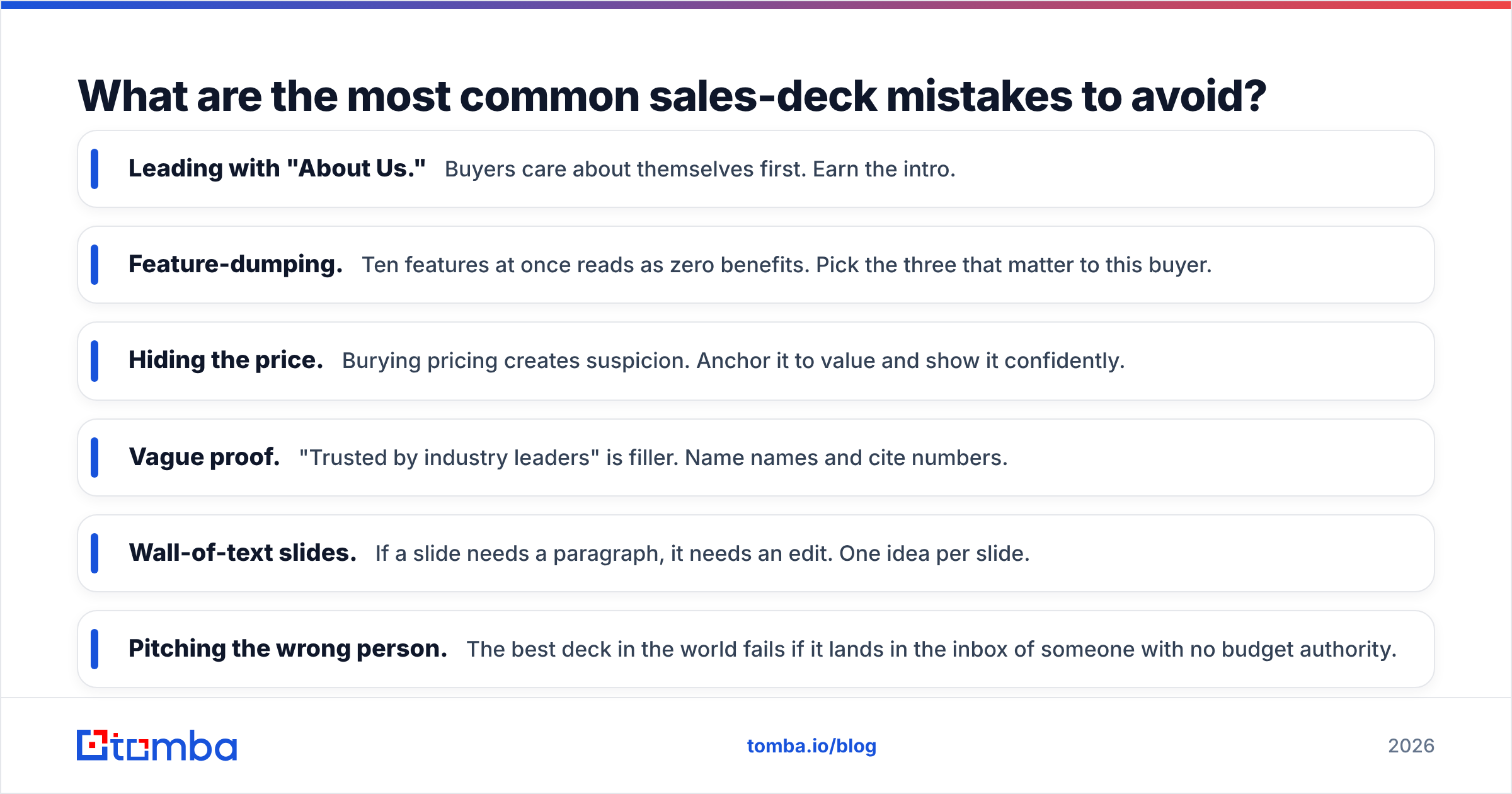 Diagram: What are the most common sales-deck mistakes to avoid