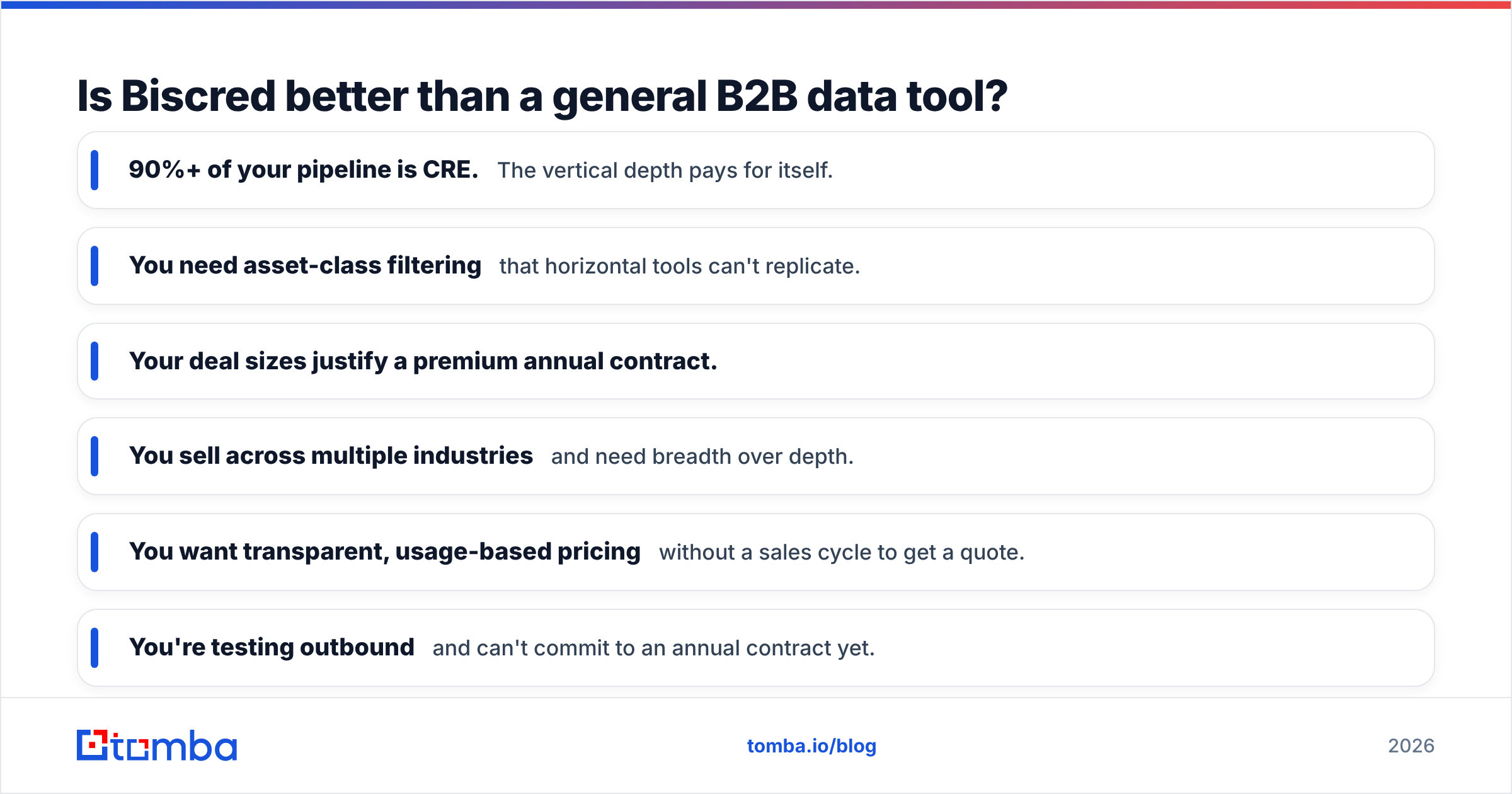 Diagram: Is Biscred better than a general B2B data tool