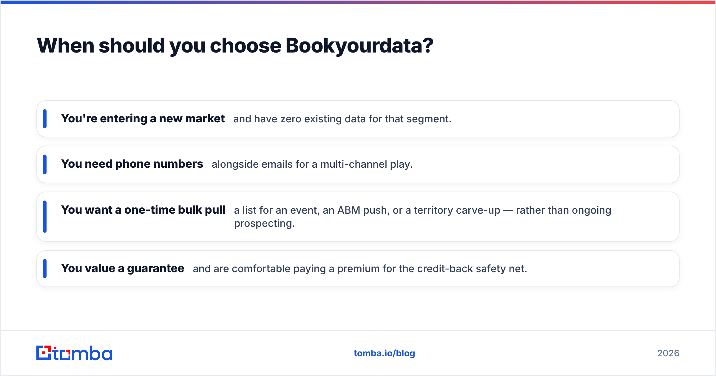 Diagram: When should you choose Bookyourdata