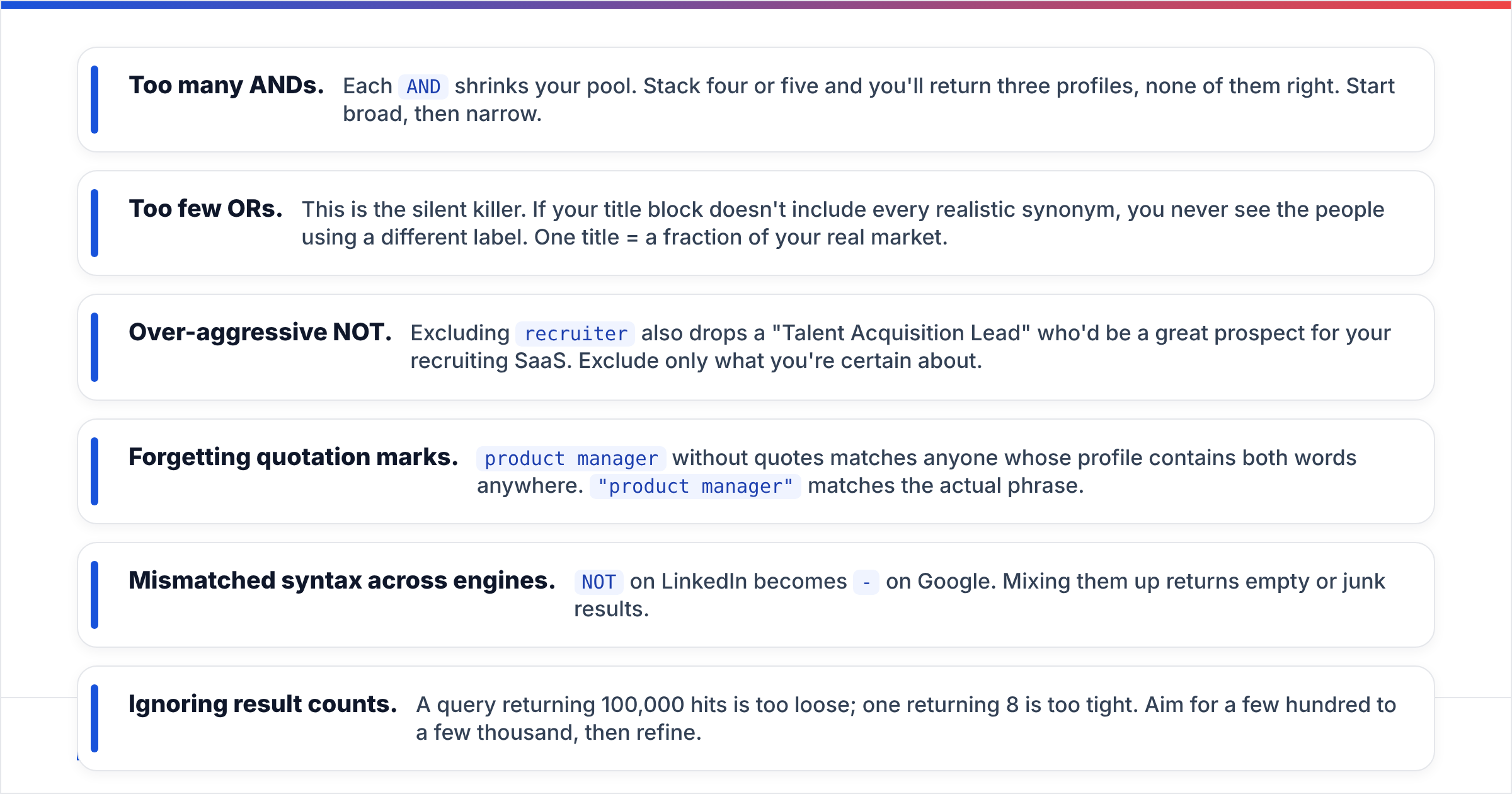 Diagram: What are the most common boolean search mistakes