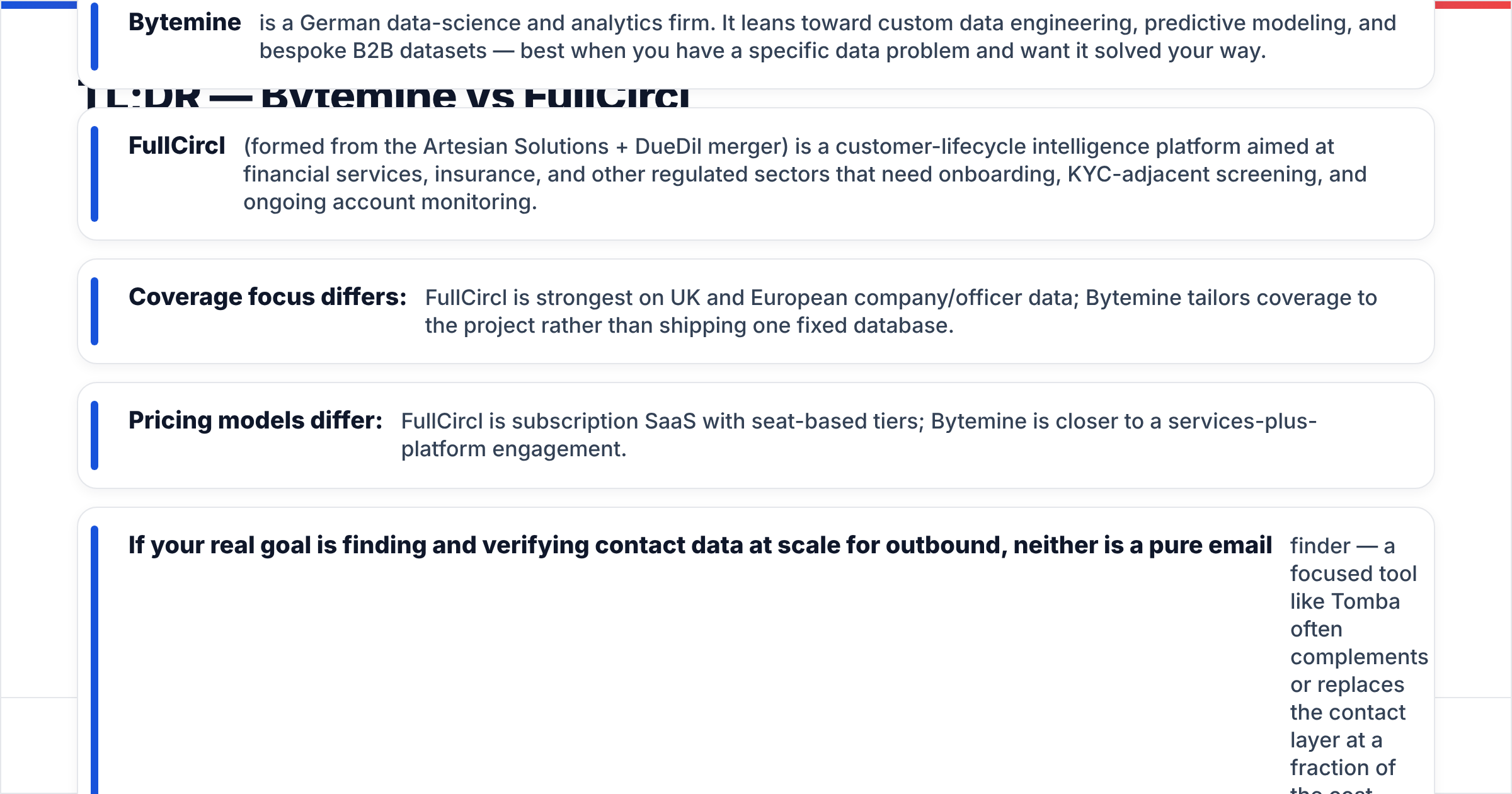 Diagram: TL;DR — Bytemine vs FullCircl