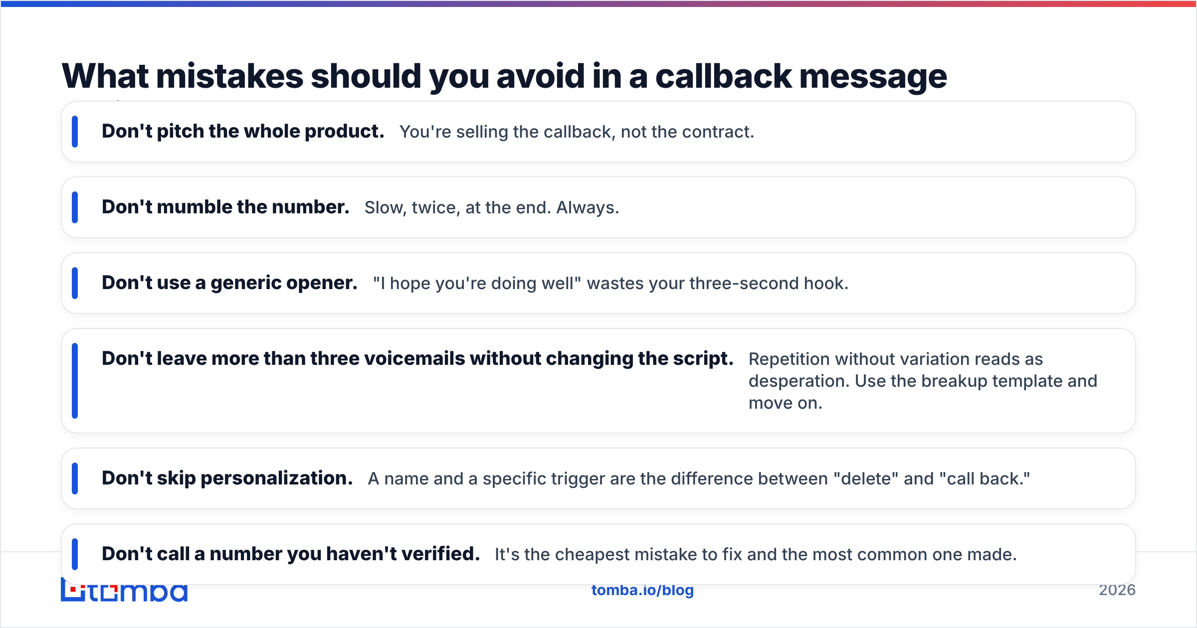 Diagram: What mistakes should you avoid in a callback message script
