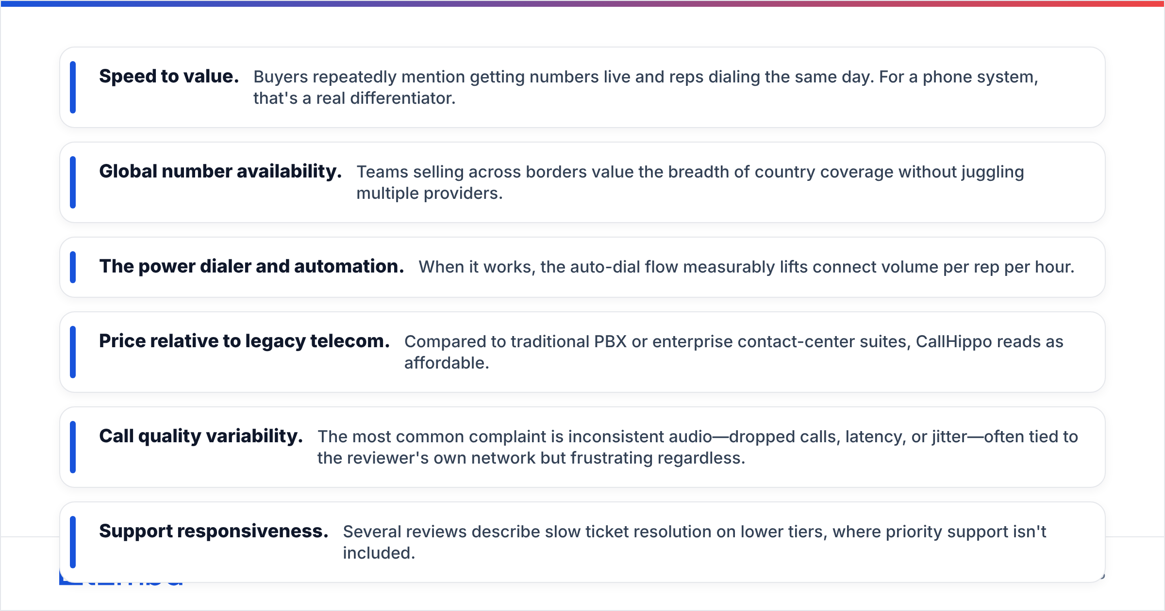 Diagram: What do CallHippo reviews say