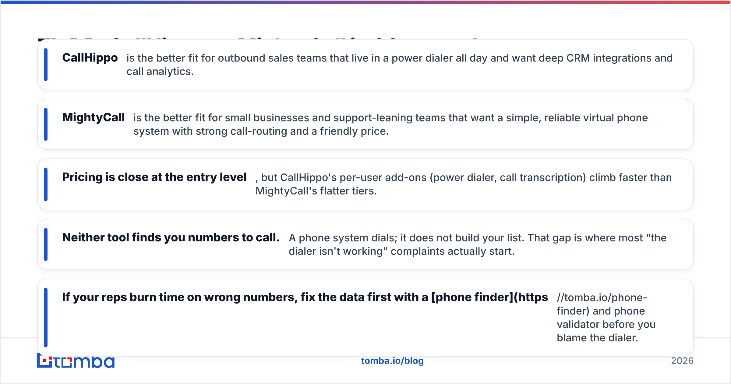 Diagram: TL;DR: CallHippo vs MightyCall in 30 seconds