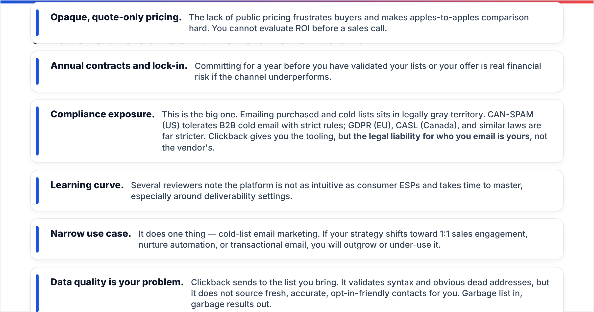 Diagram: What are the cons and risks of Clickback