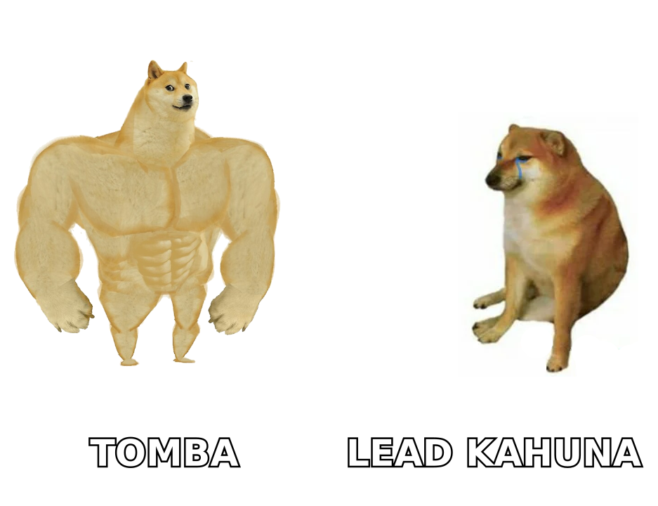 Buff Doge vs Cheems meme comparing Tomba and Lead Kahuna data freshness