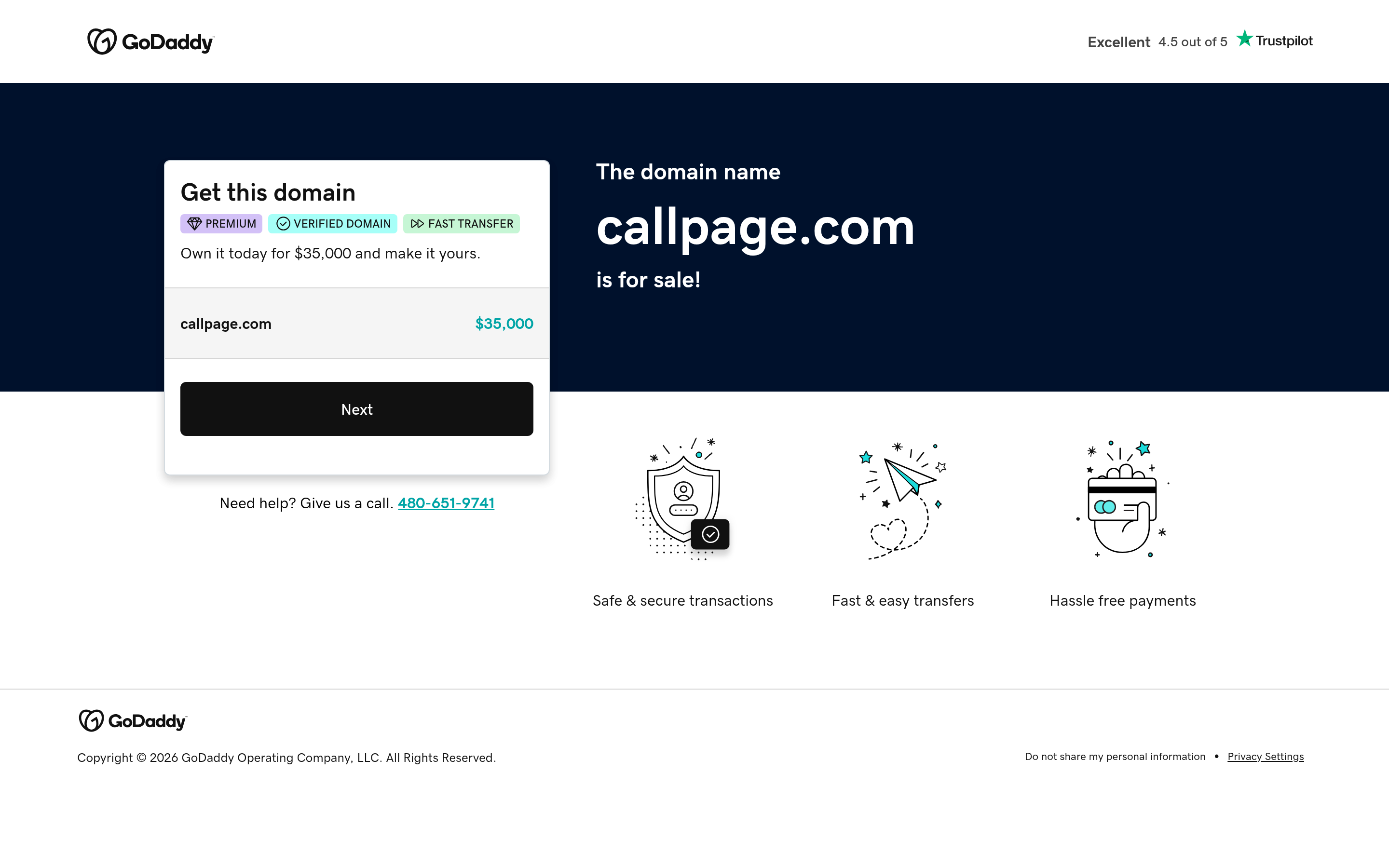 CallPage website screenshot — product, features and pricing