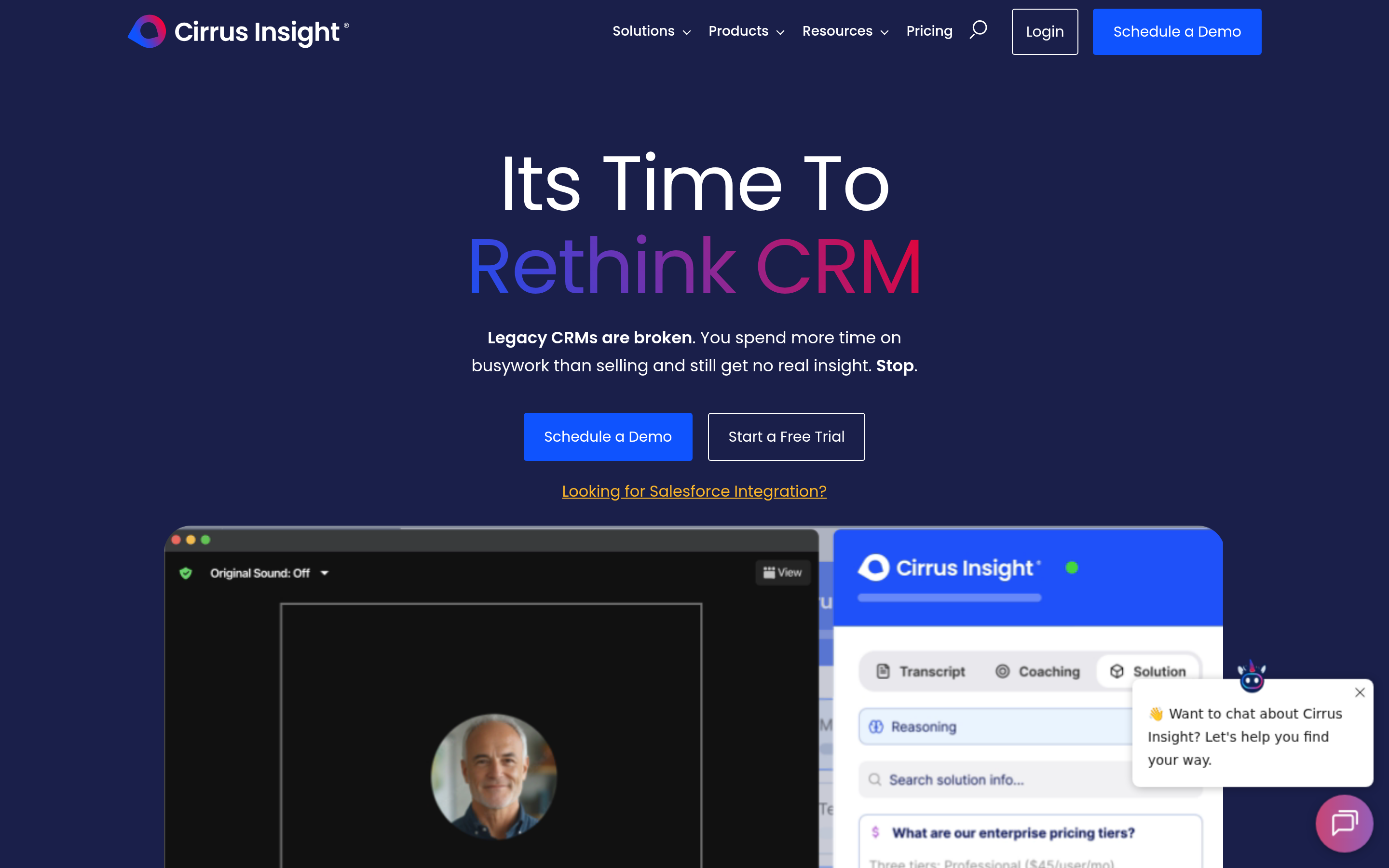Cirrus Insight website screenshot — product, features and pricing