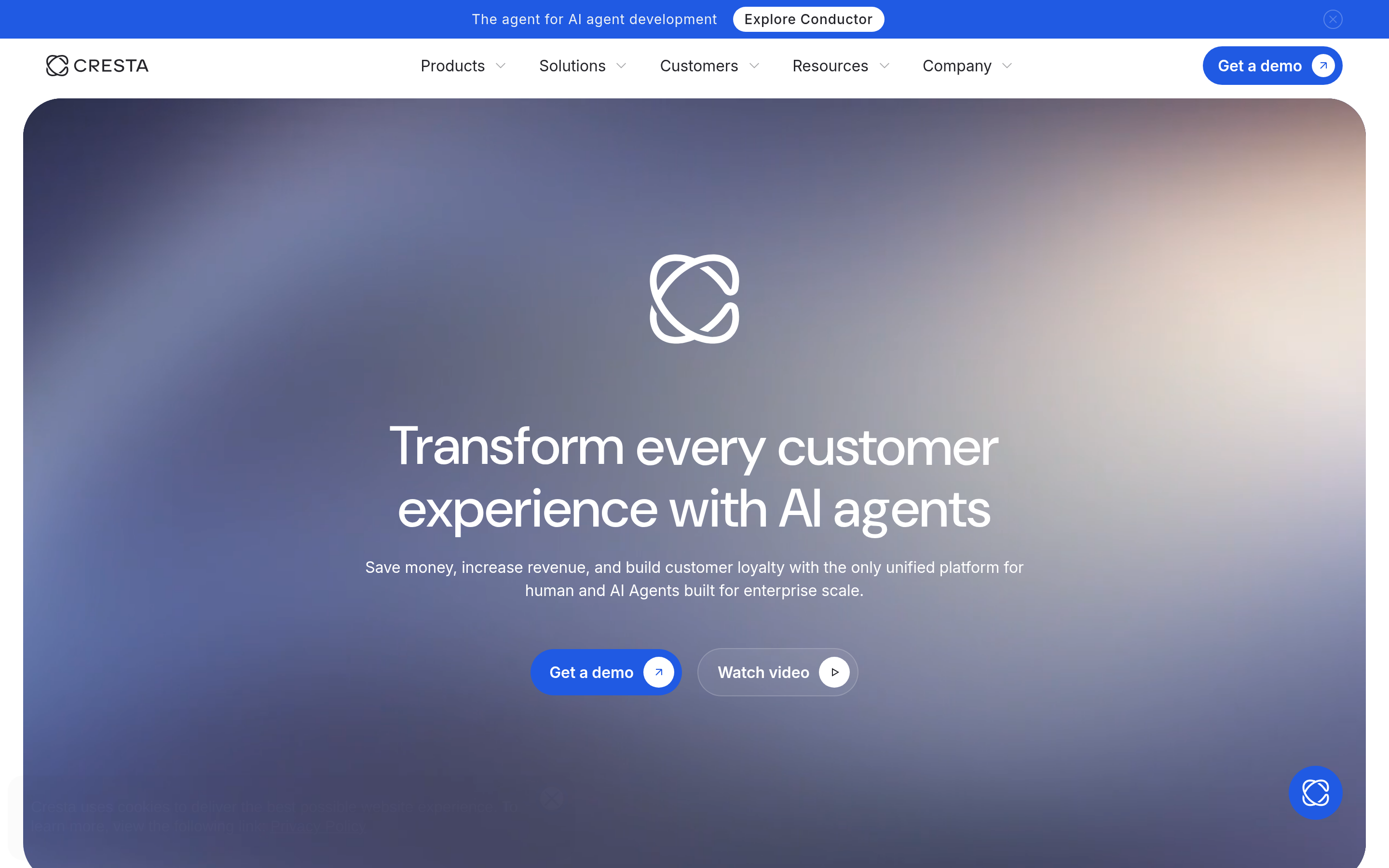Cresta website screenshot — product, features and pricing