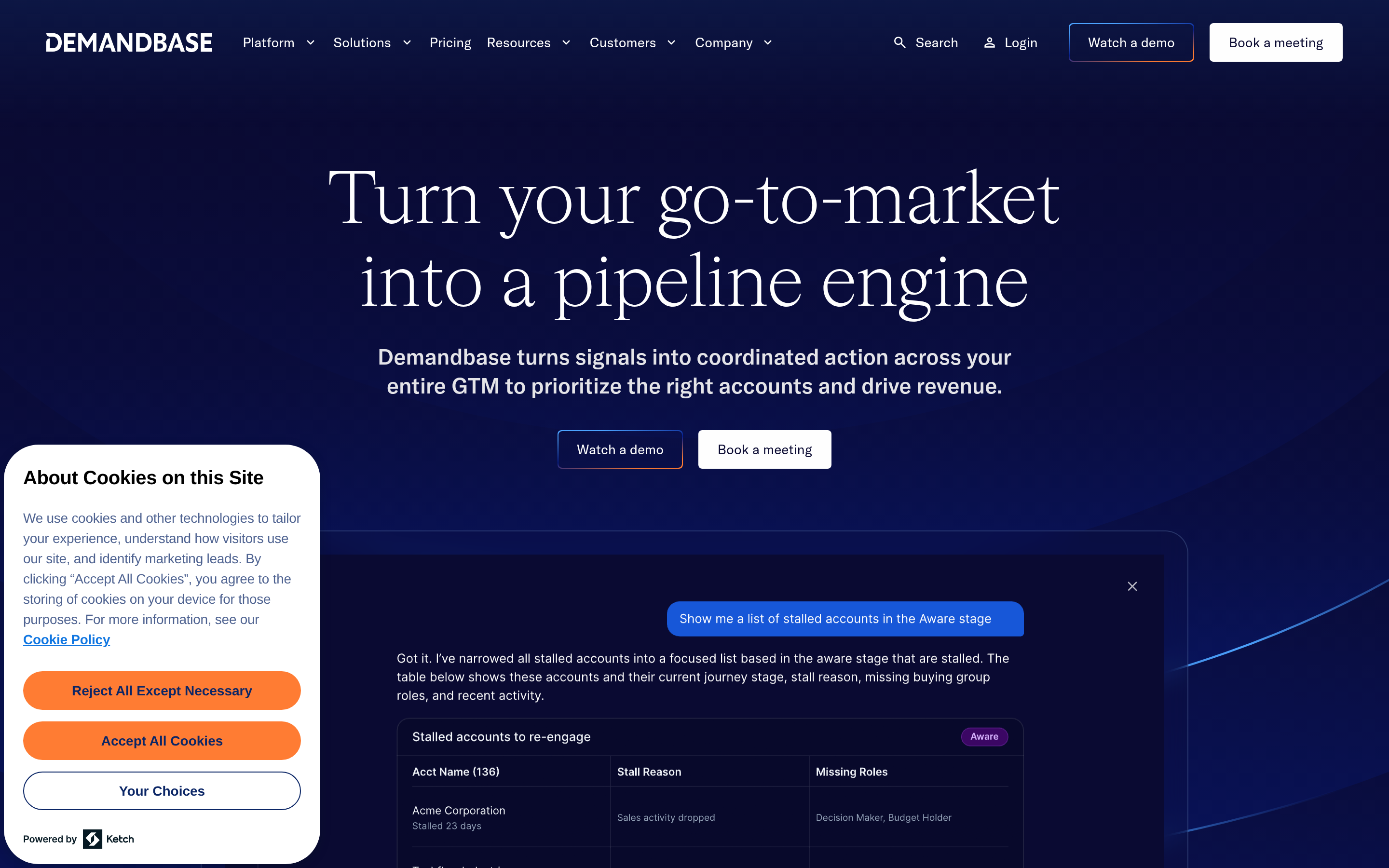 Demandbase website screenshot — product, features and pricing