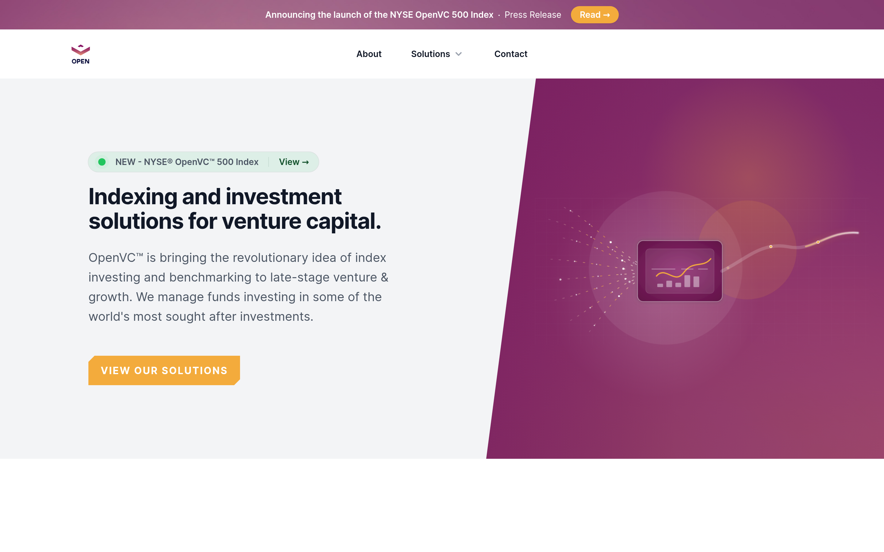 OpenVC website screenshot — product, features and pricing