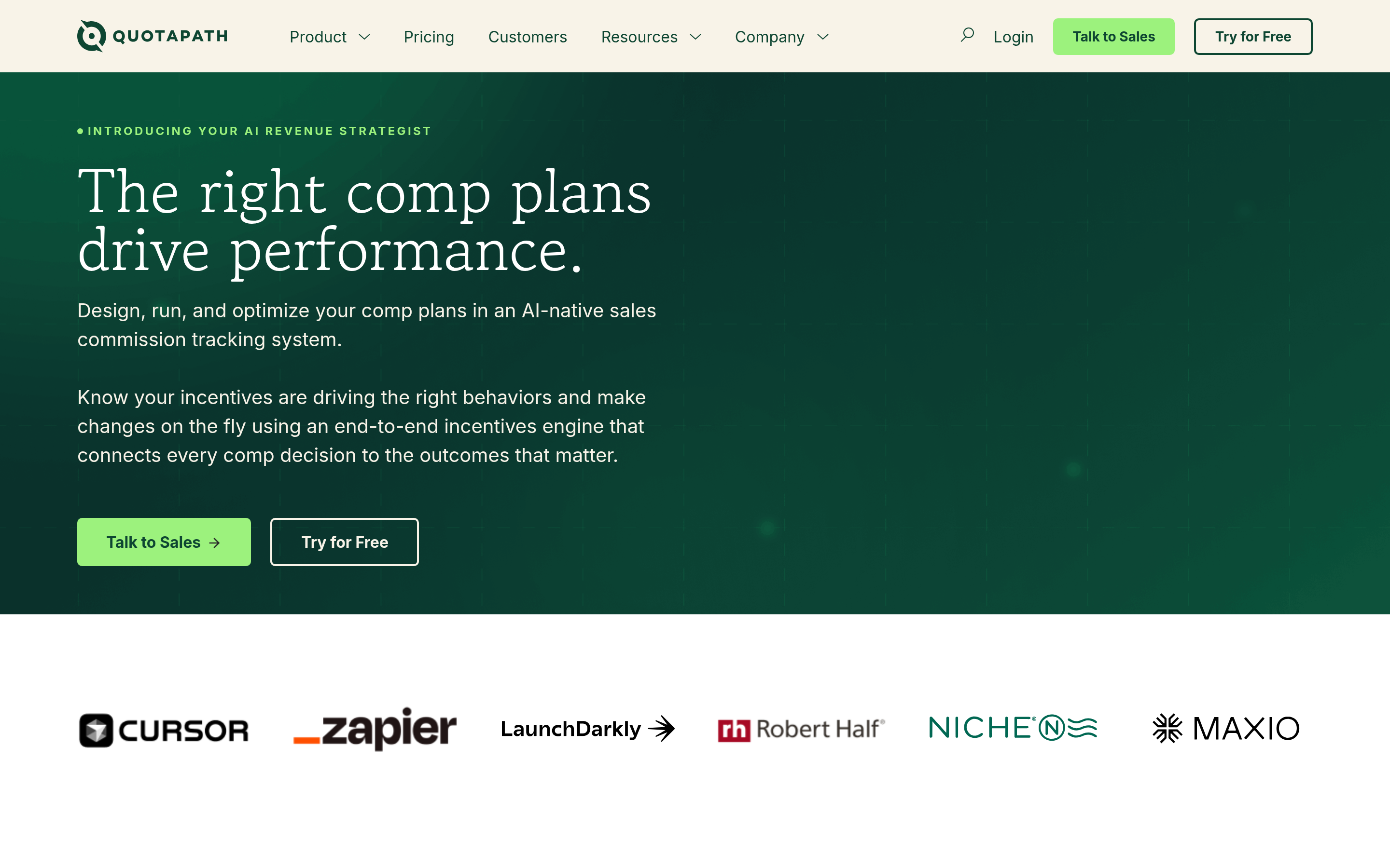 QuotaPath website screenshot — product, features and pricing