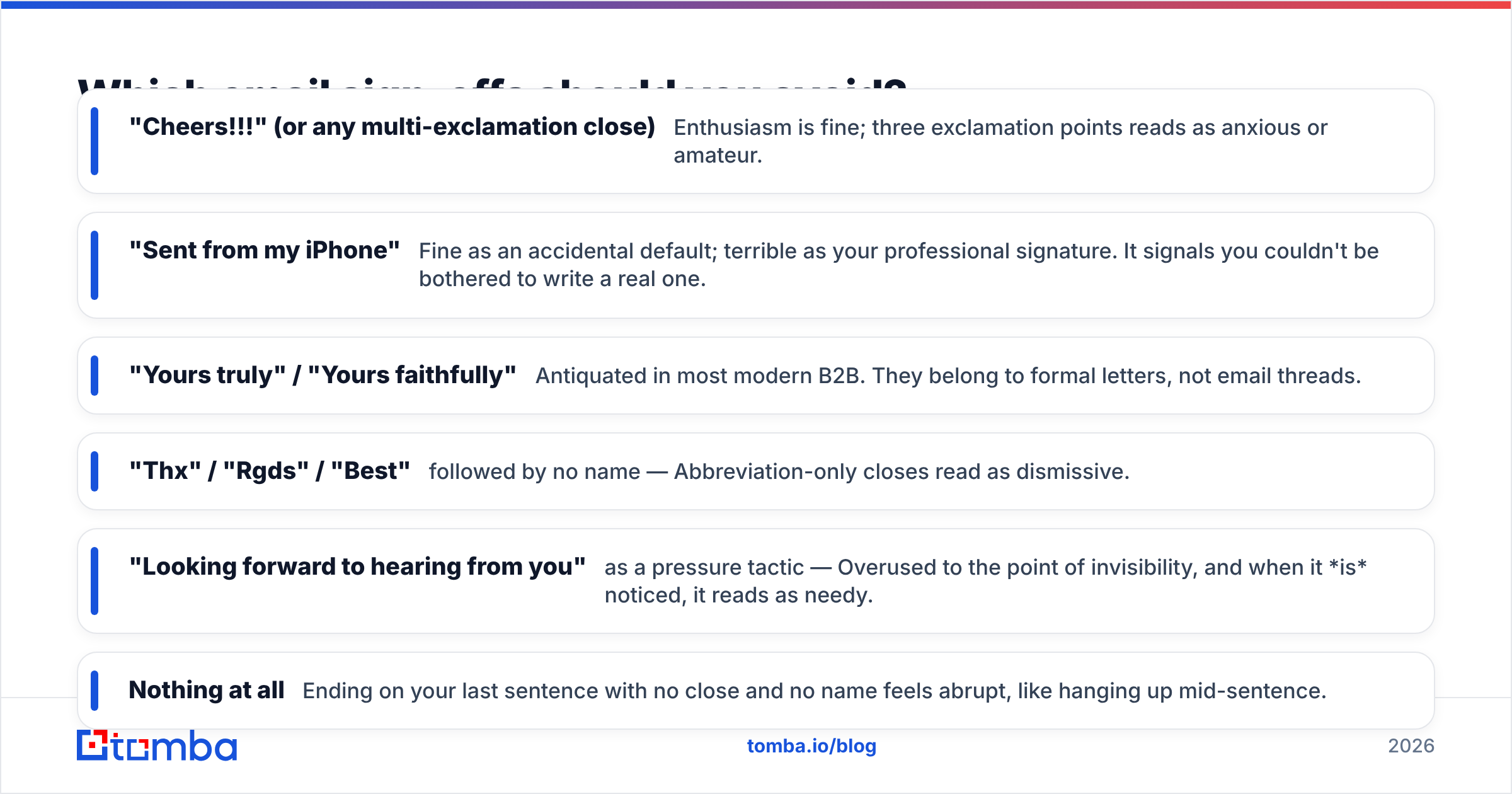 Diagram: Which email sign-offs should you avoid