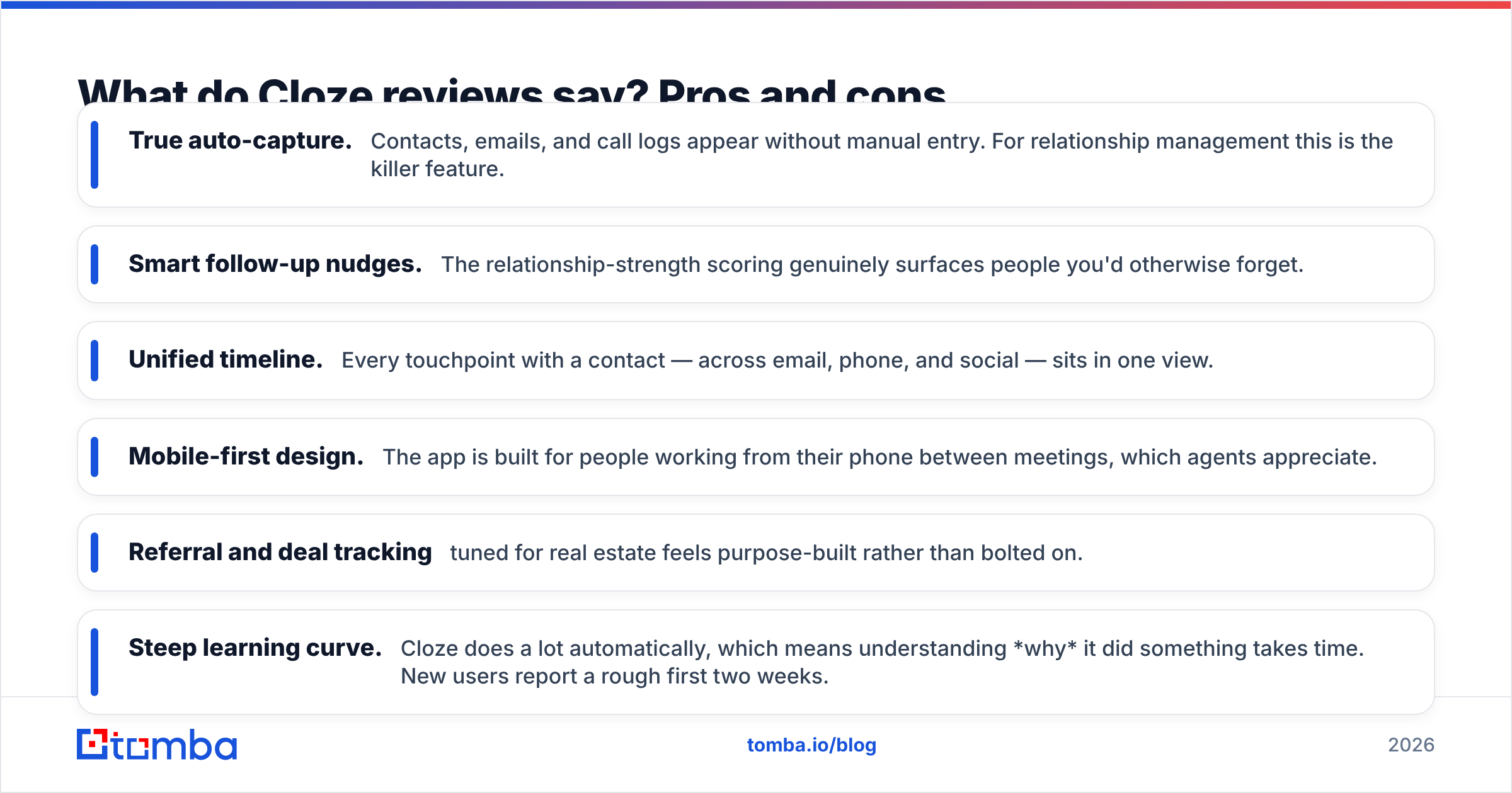 Diagram: What do Cloze reviews say? Pros and cons