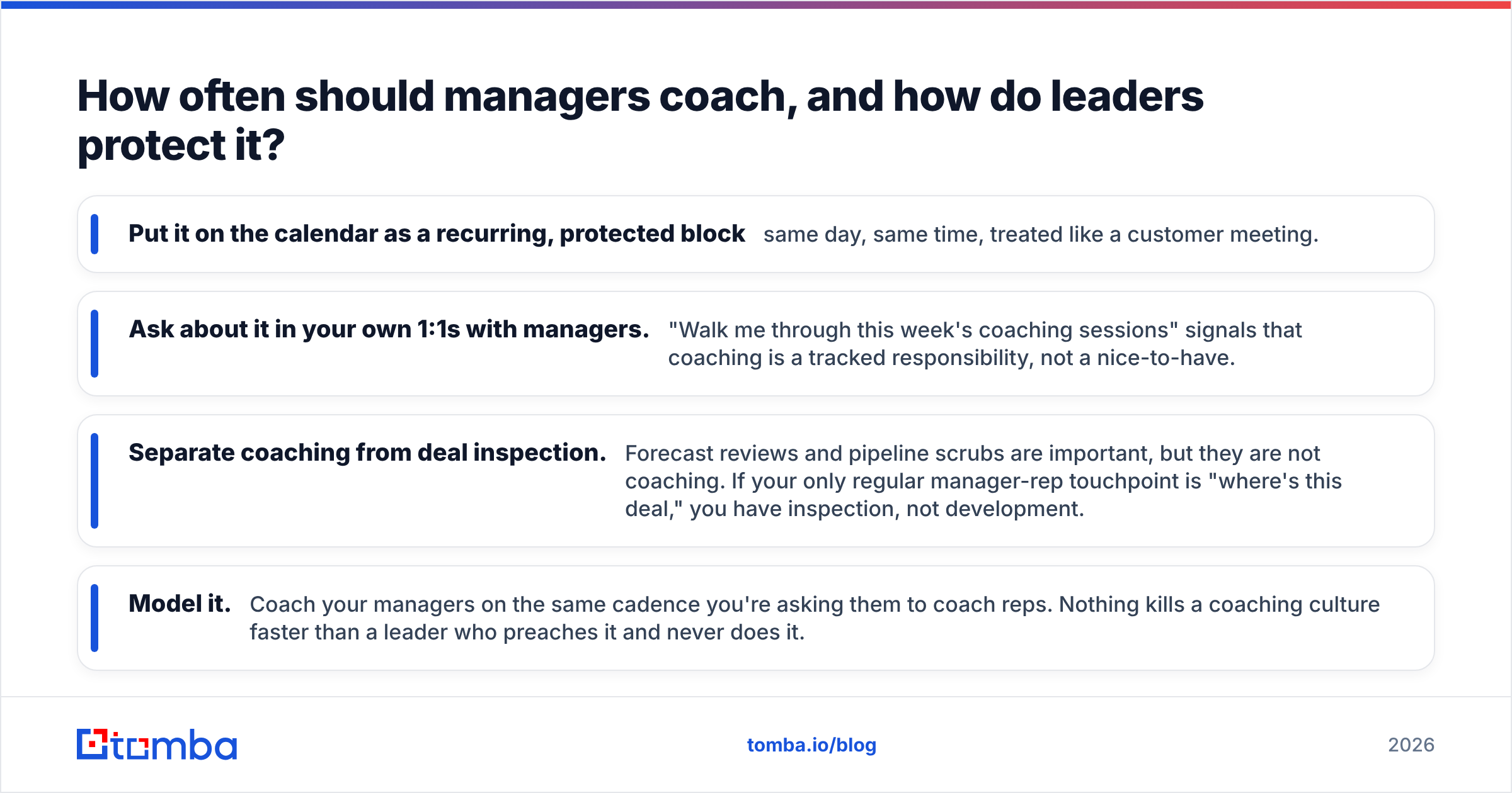Diagram: How often should managers coach, and how do leaders protect it