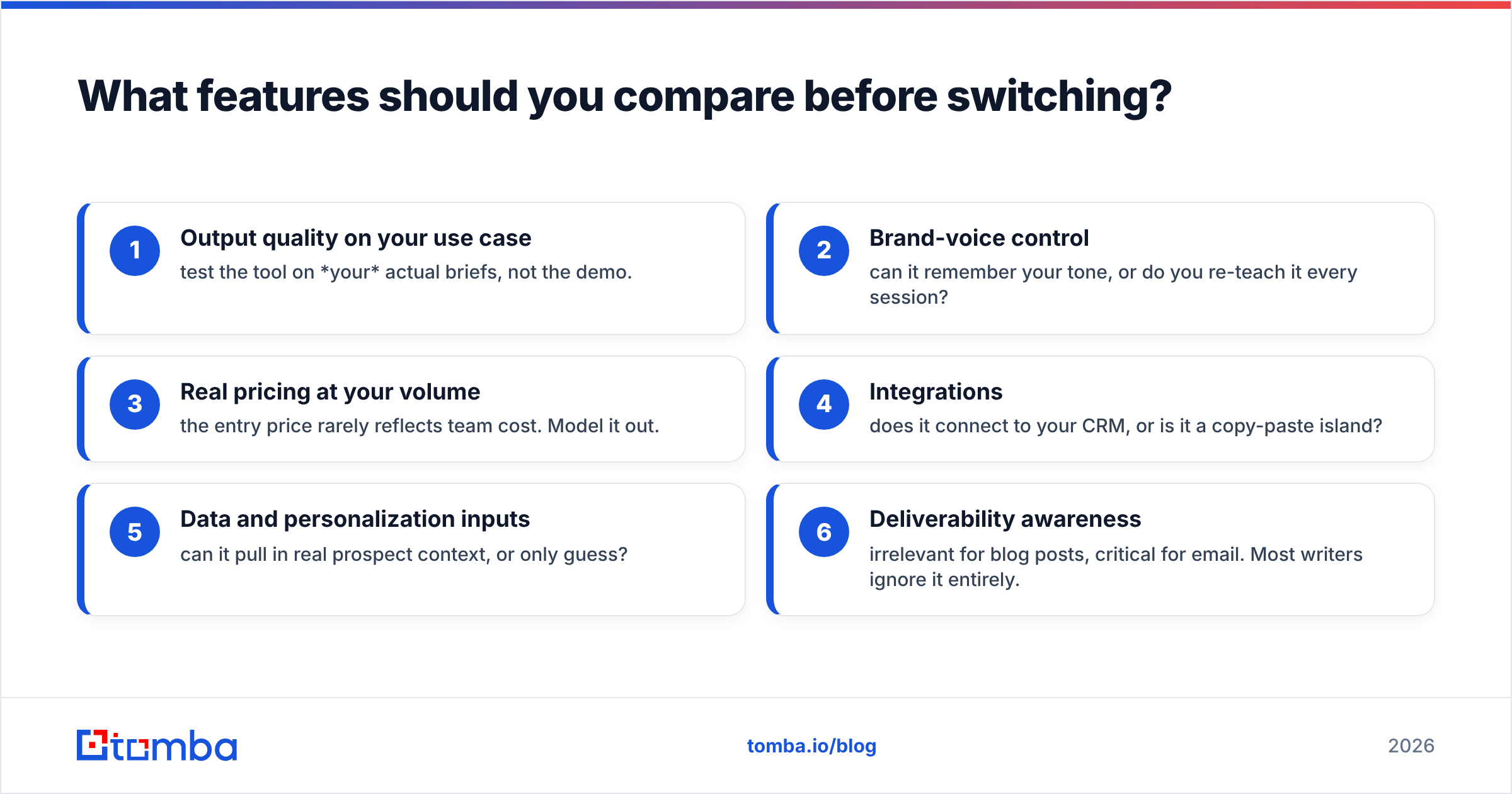 Diagram: What features should you compare before switching