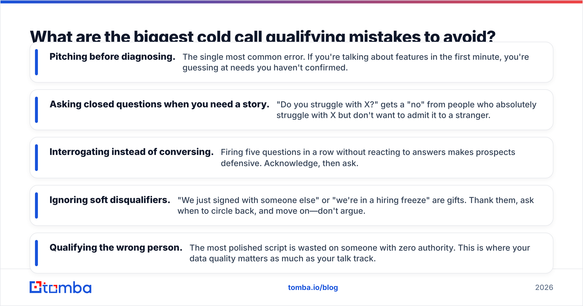 Diagram: What are the biggest cold call qualifying mistakes to avoid