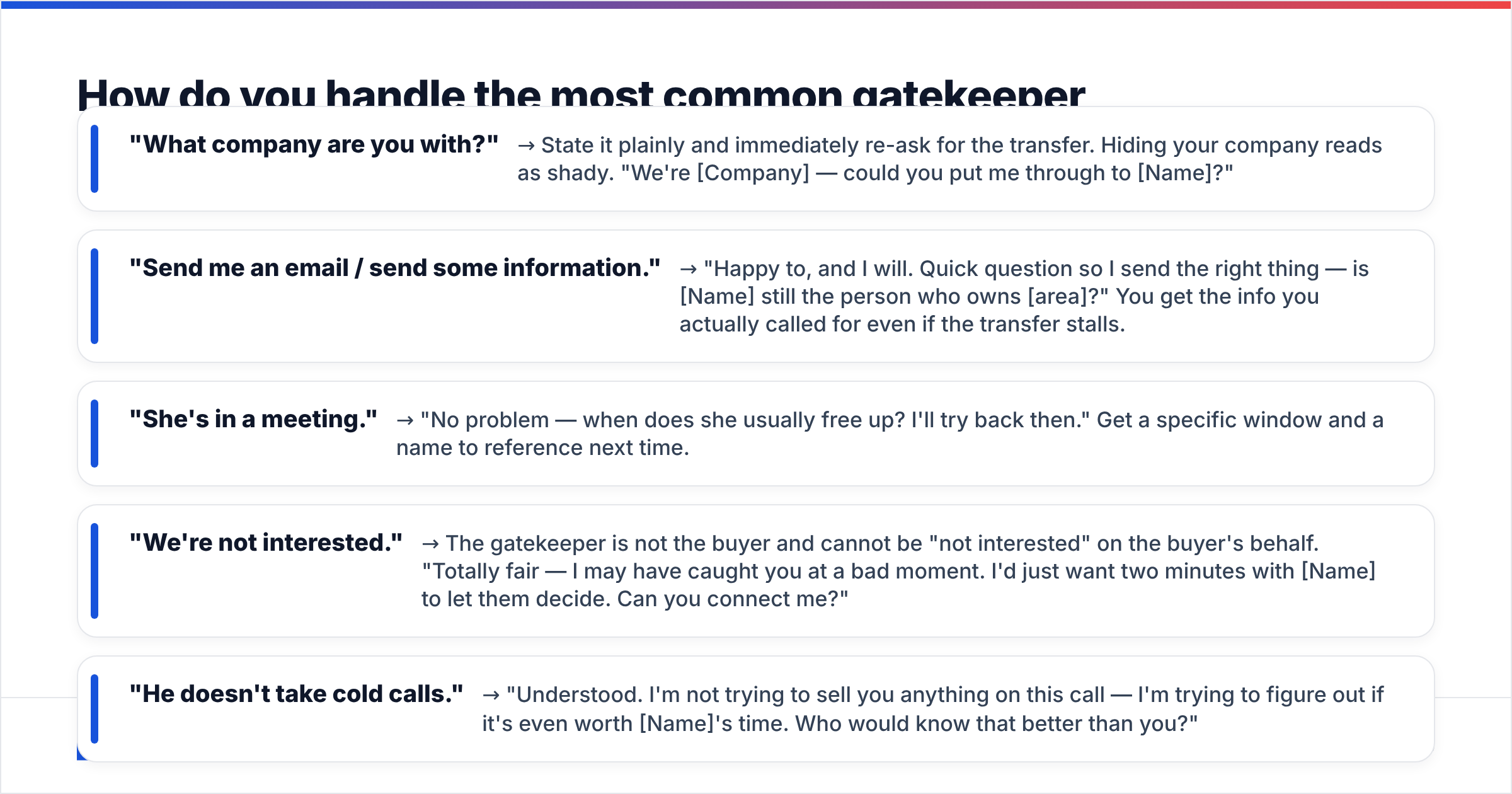 Diagram: How do you handle the most common gatekeeper objections