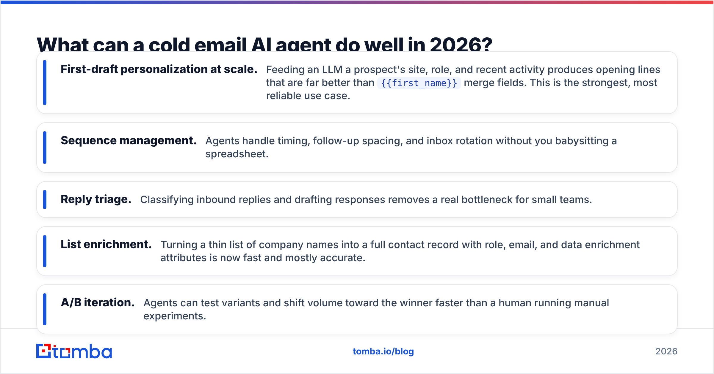 Diagram: What can a cold email AI agent do well in 2026