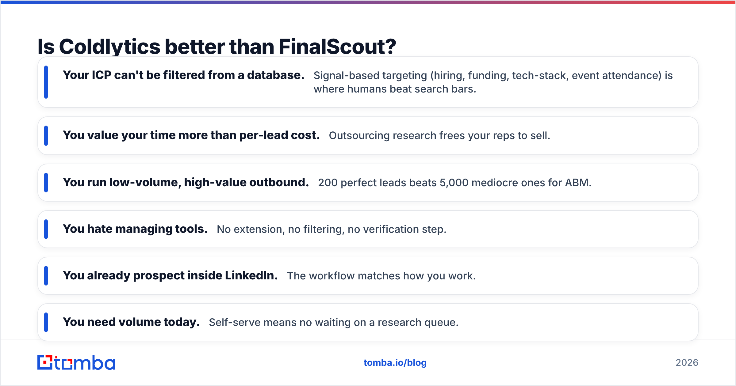 Diagram: Is Coldlytics better than FinalScout