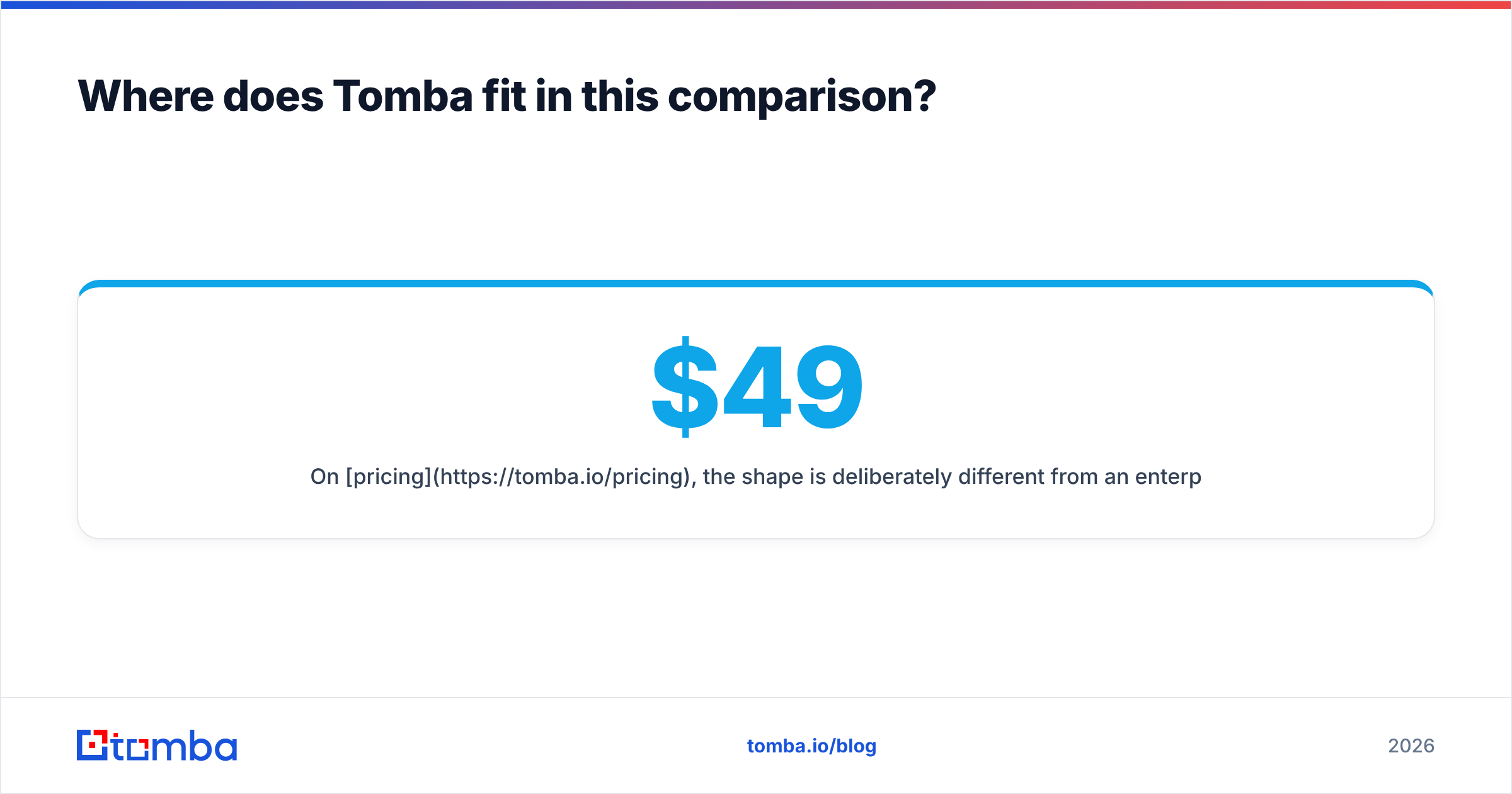 Diagram: Where does Tomba fit in this comparison