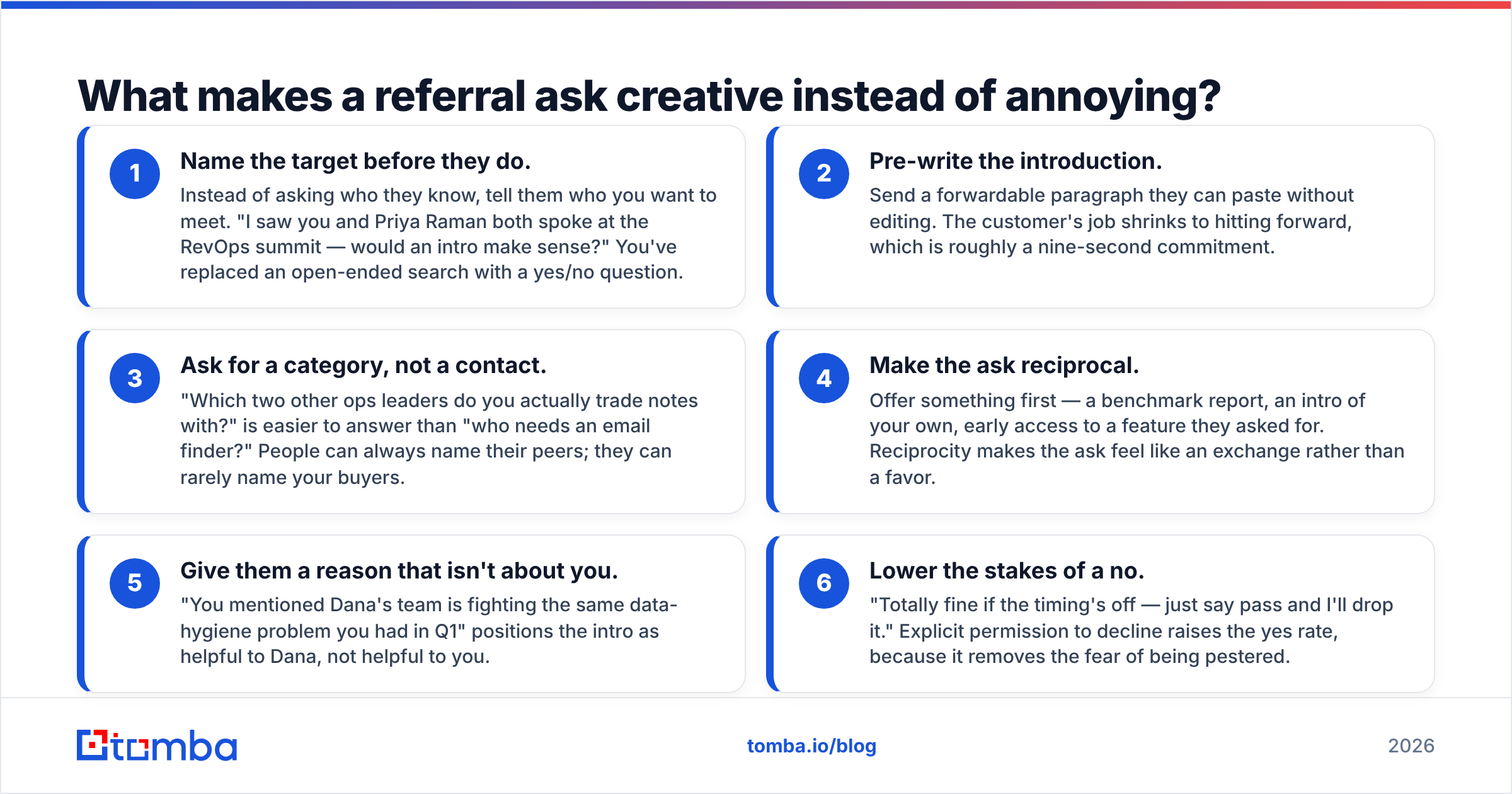 Diagram: What makes a referral ask creative instead of annoying