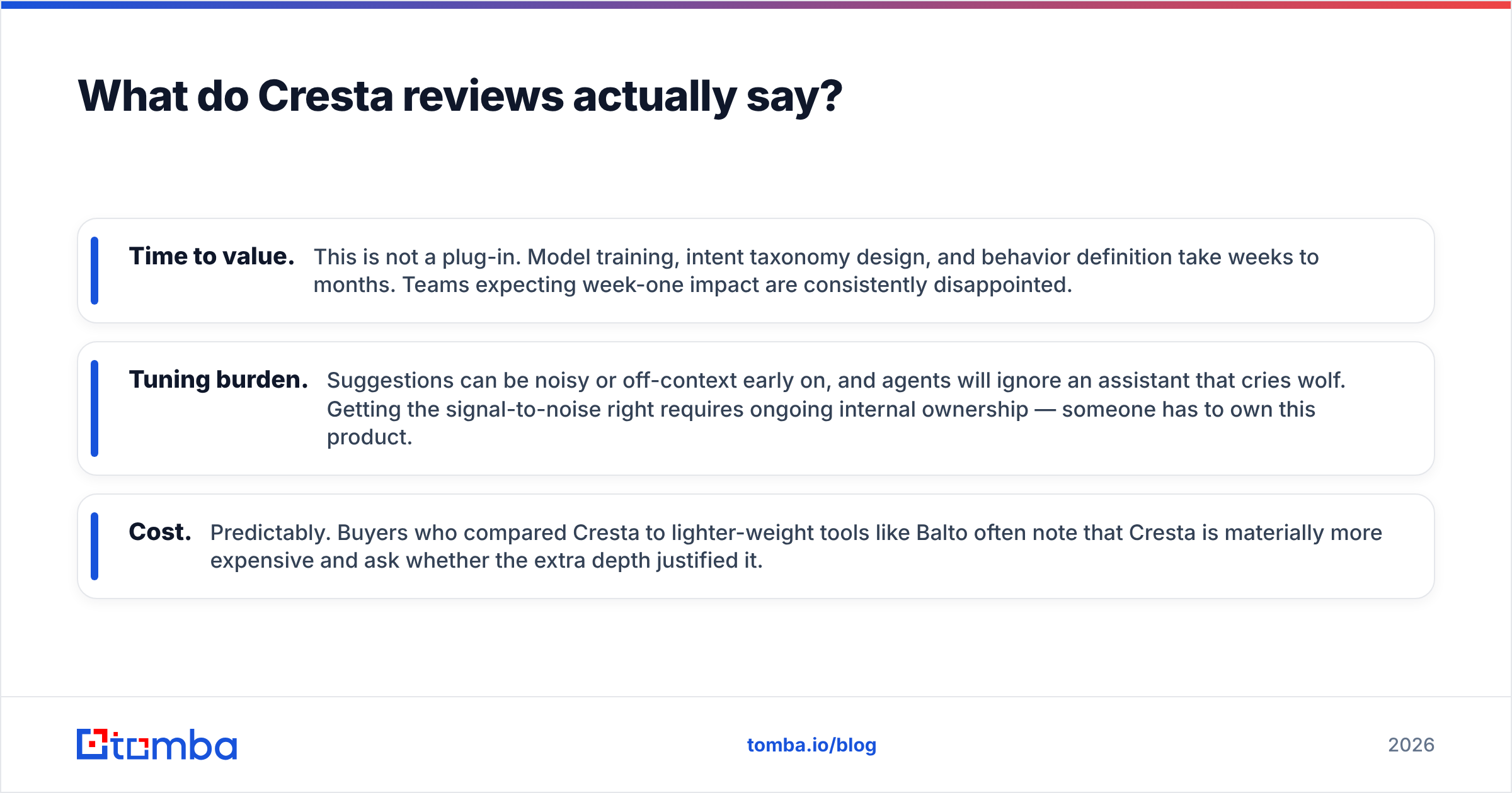 Diagram: What do Cresta reviews actually say